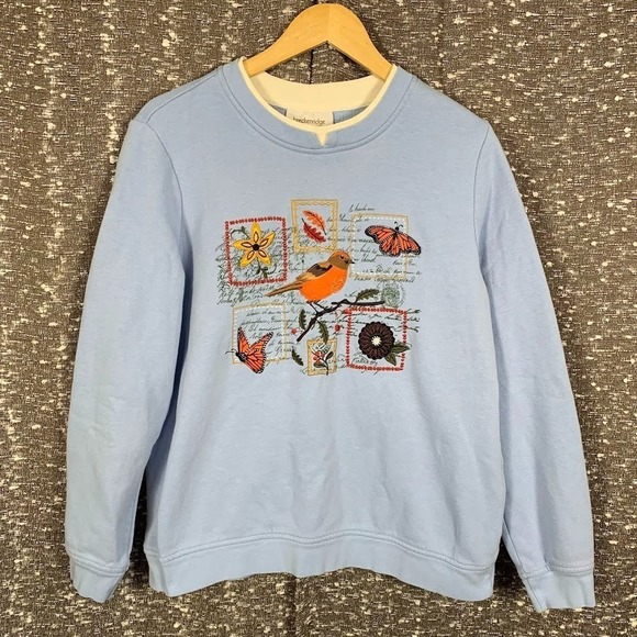 breckenridge Sweaters - Breckenridge Embroidered Nature Sweater Cottagecore Mock Neck Women's Large